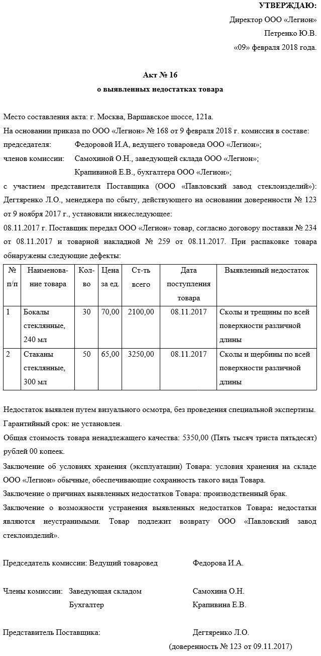 Акт осмотра товара: в каких случаях составляется и зачем нужен | Сельская  дума сельского поселения деревни Ястребовка